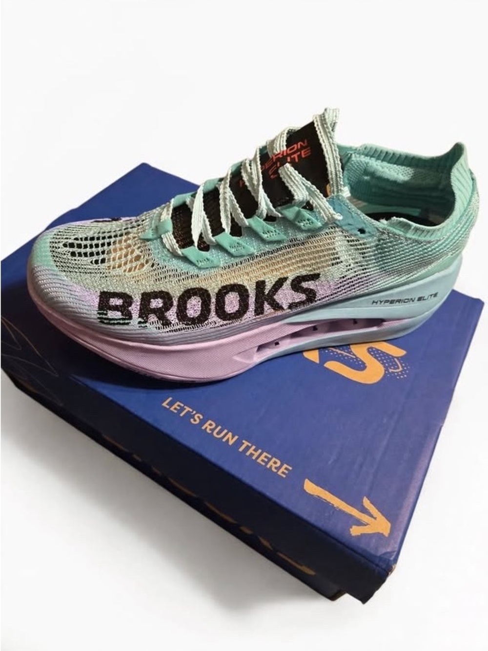 Brooks Women's Mint and Pink Hyperion Racing Sneaker